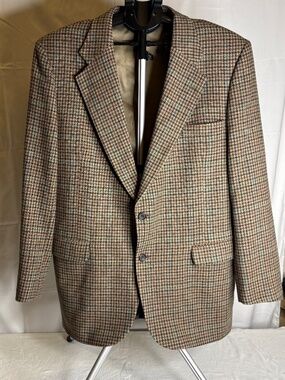 VTG Wool Brown Houndstooth American Trend Sports Coat Blazer Jacket Men's USA